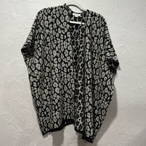 LOFT Leopard Print Reversible Open Front Cardigan Poncho Size XS/S